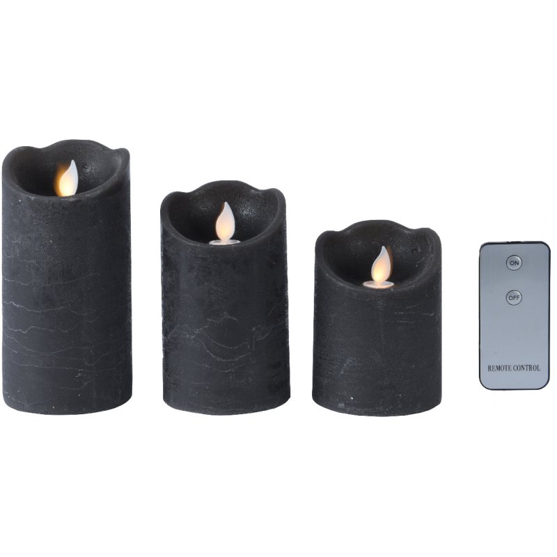 Kaemingk Kaemingk Set of 3 Grey Remote LED Candles