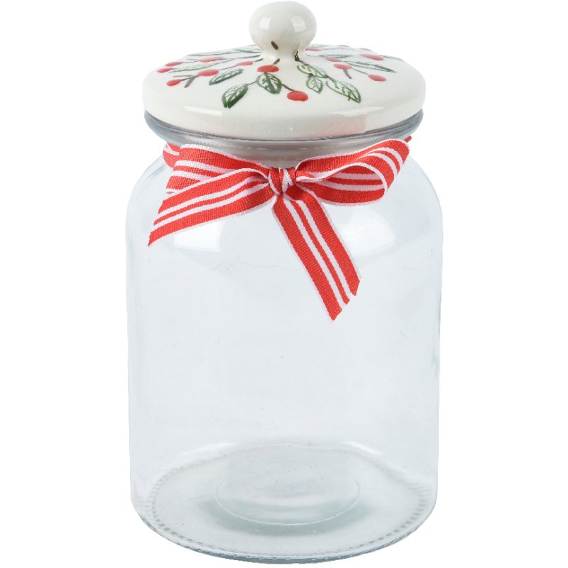 Kaemingk Kaemingk Tall Glass Storage Jar with Ribbon