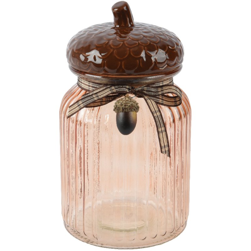 Kaemingk Kaemingk Acorn Tall Glass Storage Jar