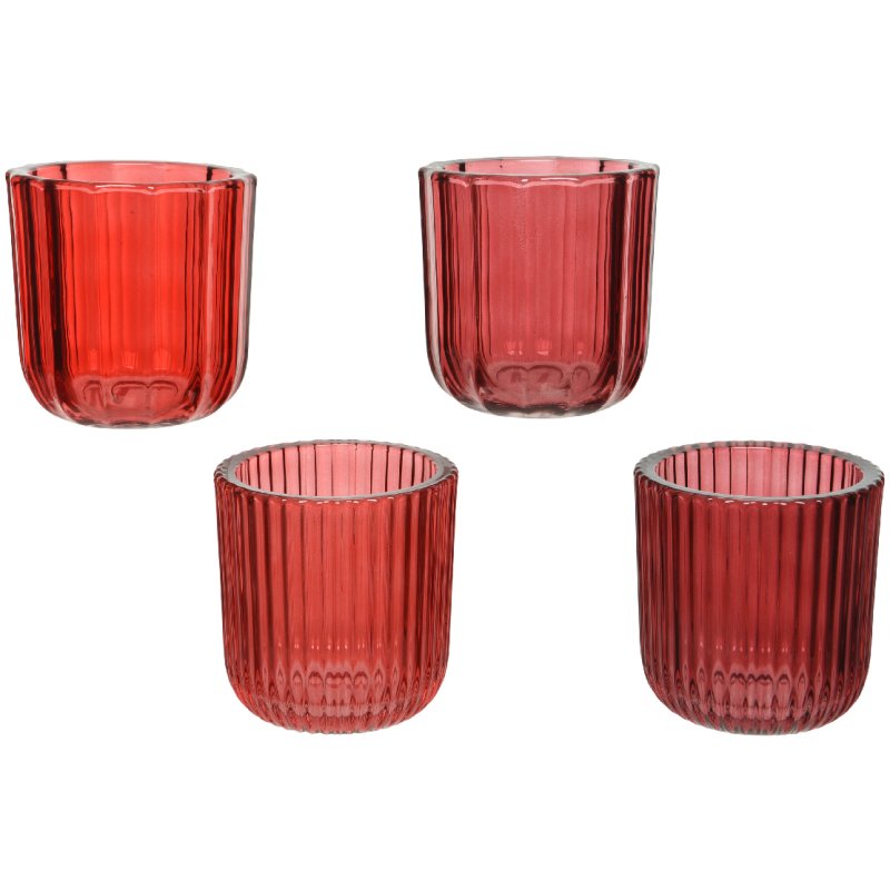 Kaemingk Kaemingk Red Textured Glass Tealight Holder