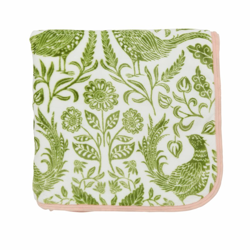 Helena Springfield Pheasant Fleece Green Pink Throw
