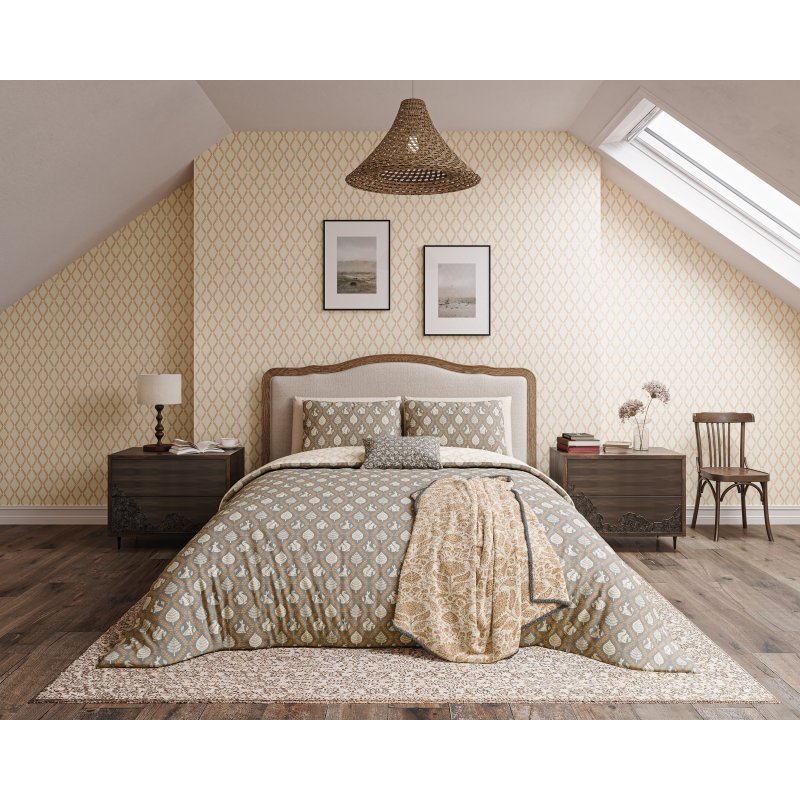 Helena Springfield Woodland Trellis Graphite Copper Duvet Cover Set