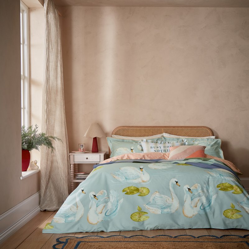 Yvonne Ellen Sister Swans Aqua Duvet Cover Set