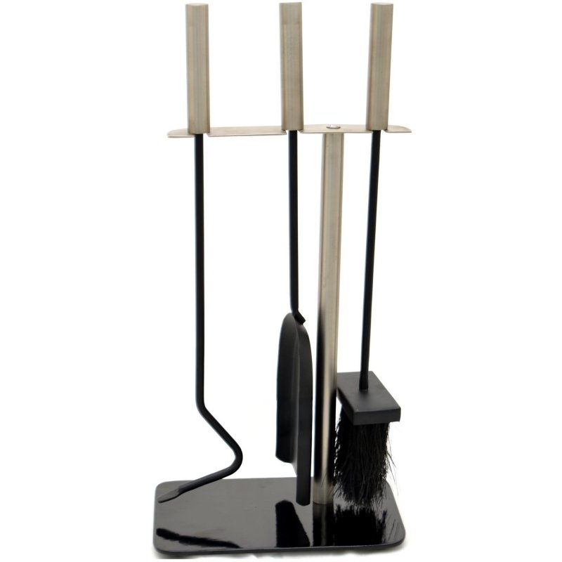 Black Isle Forge Black Glass & Stainless Steel Companion Set
