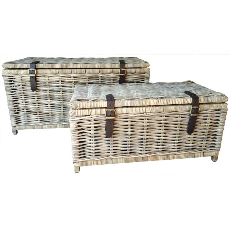 Glenweave Rectangle Trunk Basket With Leather Straps