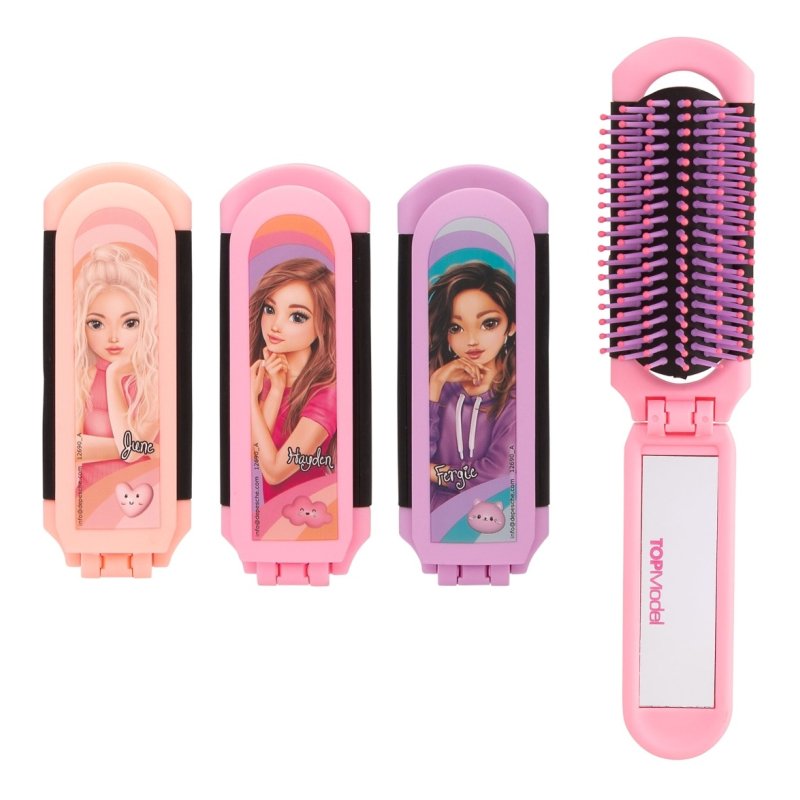 Topmodel Folding Hairbrush With Mirror
