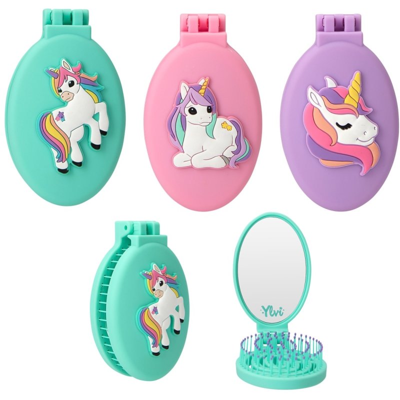 Ylvi Folding Hairbrush With Unicorn