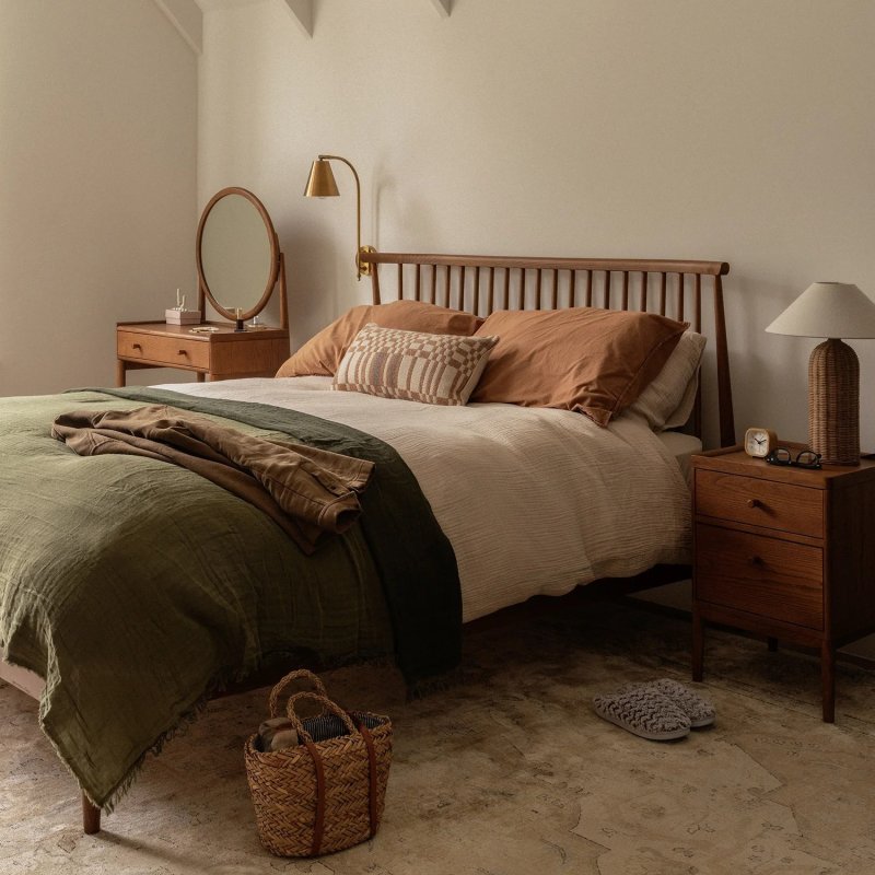 Ercol Salina Spindle Headboard Bed In OG Finish lifestyle image