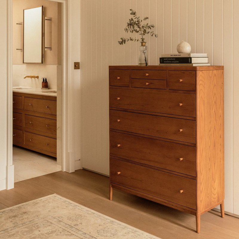 Ercol Salina 8 Drawer Tall Chest In OG Finish lifestyle image