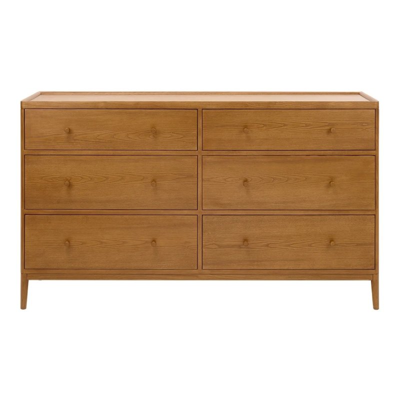 Ercol Salina 6 Drawer Wide Chest In OG Finish on a white background