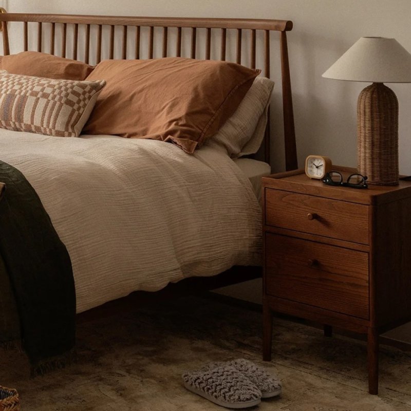 Ercol Salina 2 Drawer Bedside Cabinet In OG Finish lifestyle image