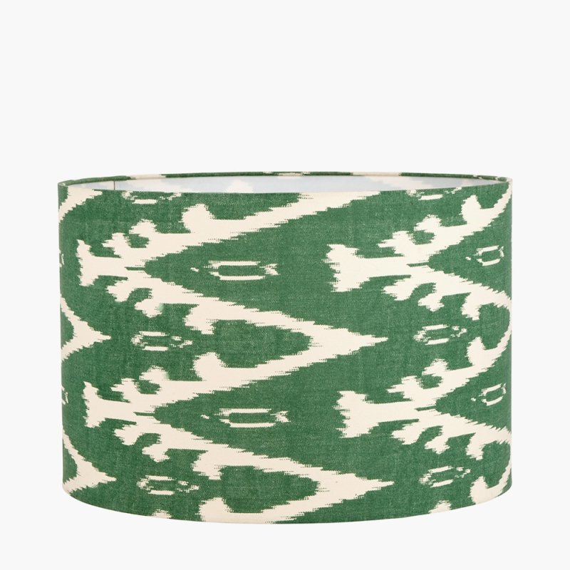 Pacific Pacific Lars 35cm Racing Green Ikat Cylinder Lampshade