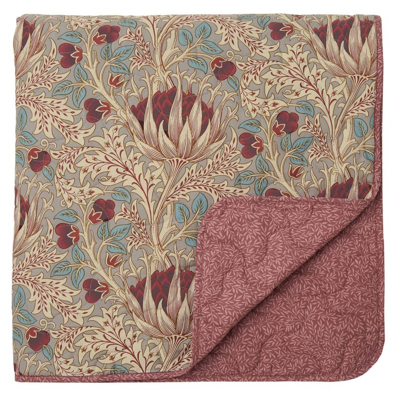 Morris & Co Artichoke Grey & Wine Bedspread