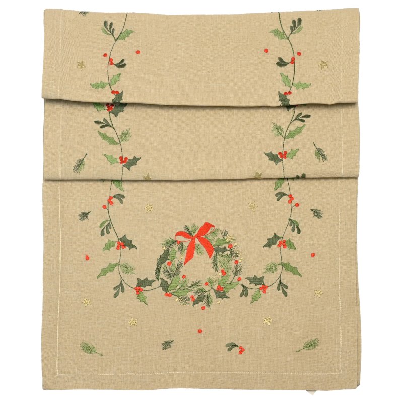 Waltons Waltons Embroidered Wreath Trail Runner Natural