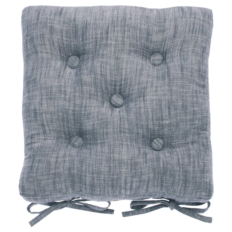 Waltons Chambray Seat Pad & Ties Flint Blue