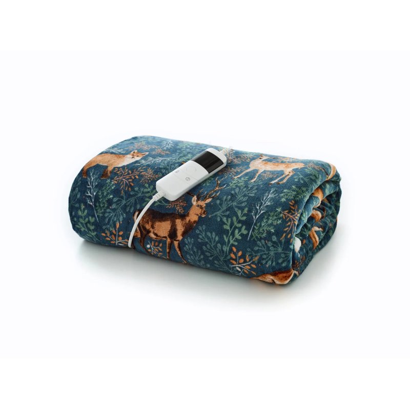 Deyongs Deyongs Teal Fox and Deer Heated Sherpa Throw