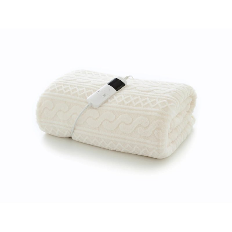 Deyongs Deyongs Cream Cable Sherpa Heated Throw