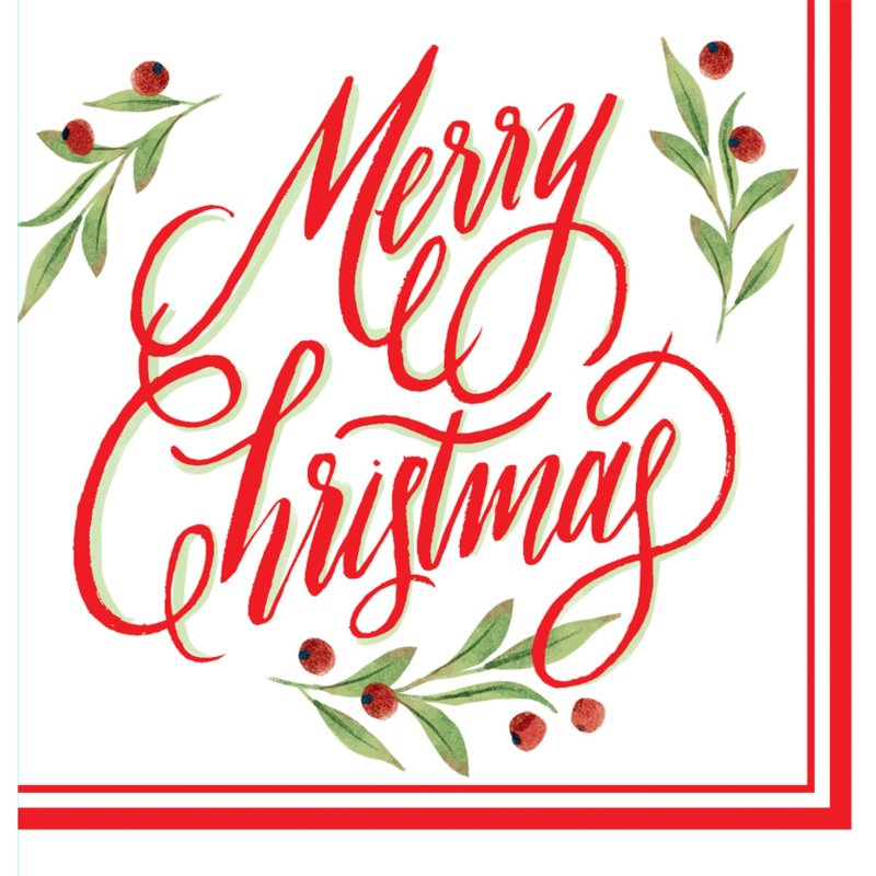 GLICK Glick Merry Christmas Rouge Napkins 20Pk