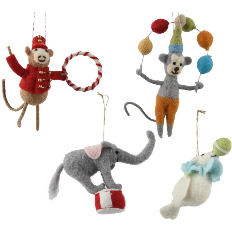 Kaemingk Circus Felt Animal Tree Decoration