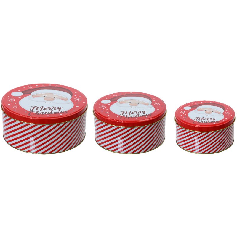 Kaemingk Santa Set Of 3 Storage Tins Round