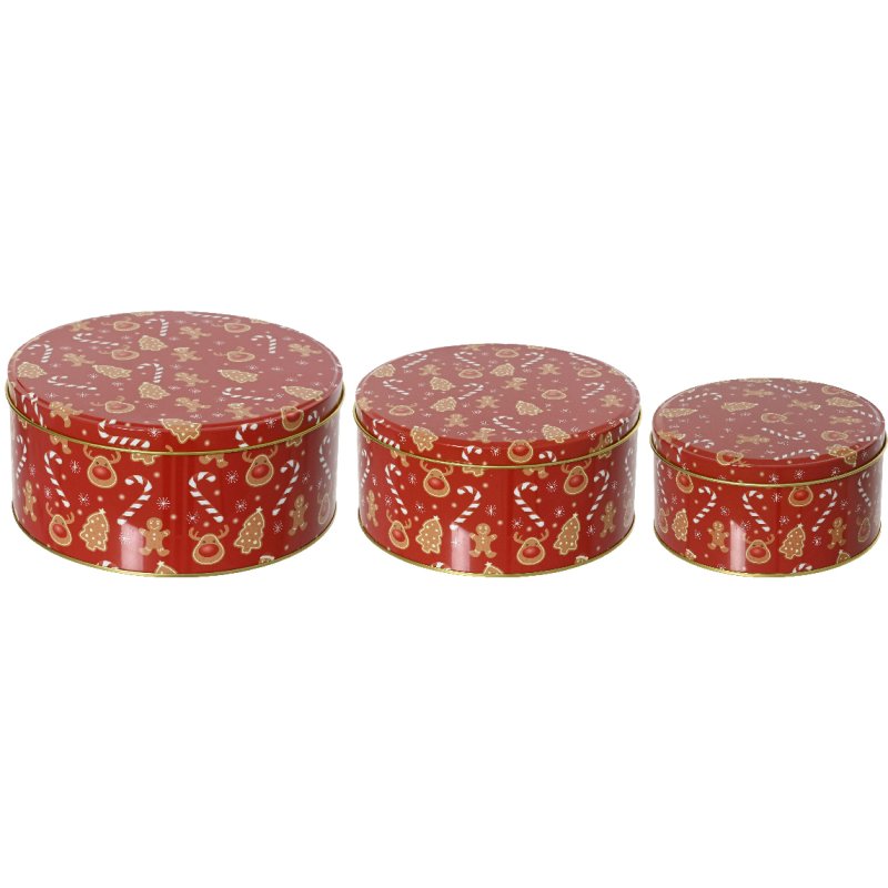 Kaemingk Christmas Set Of 3 Storage Tins
