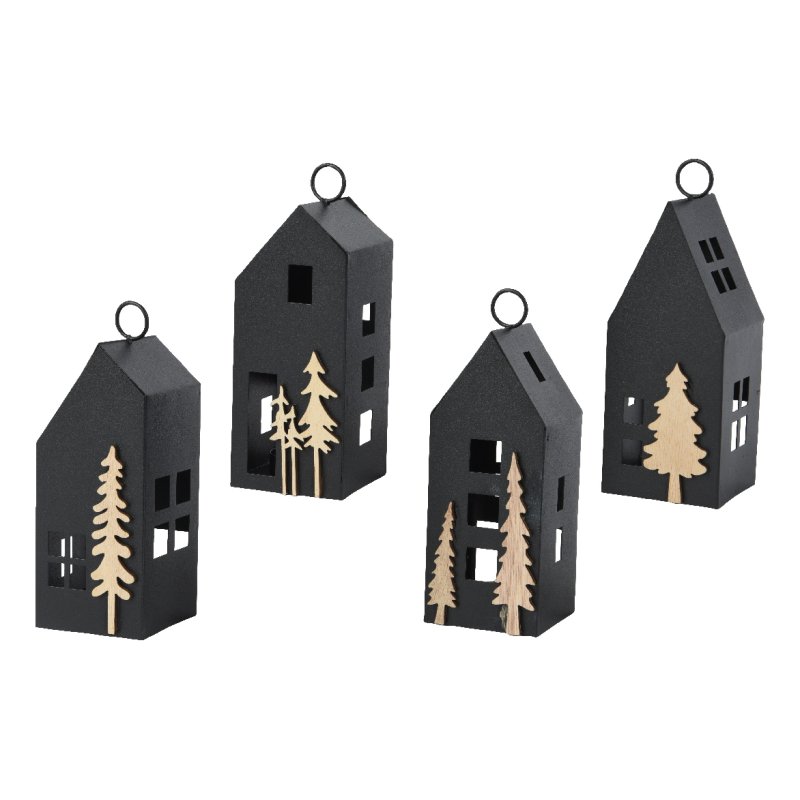 Kaemingk Iron Lantern With Plywood Tree Decor