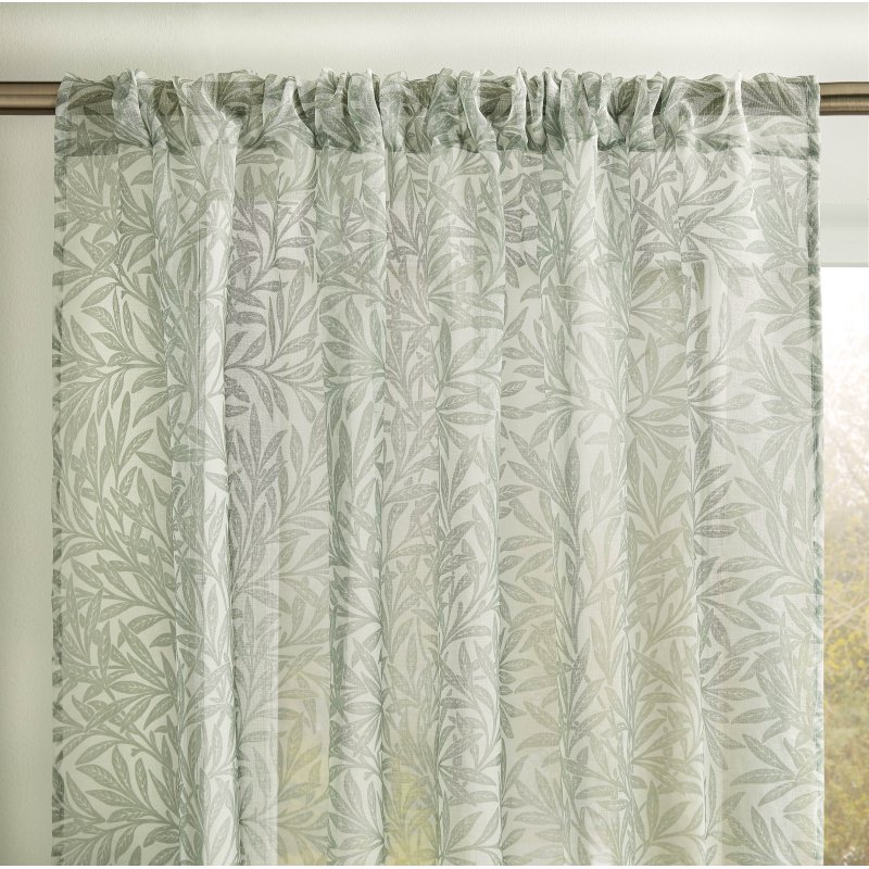 William Morris At Home Willow Voile Panel Sage close up