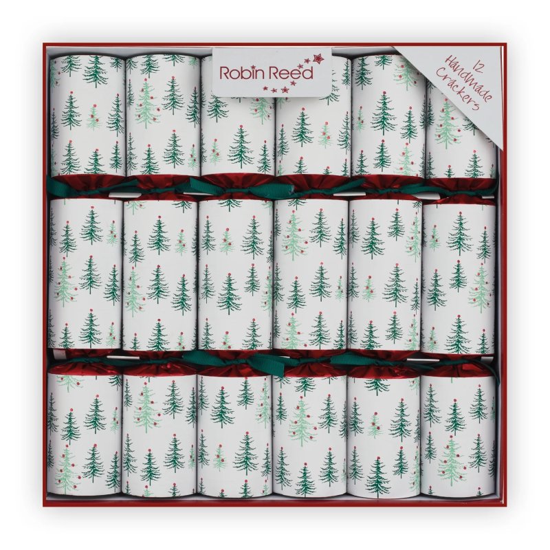 Robin Reed Piccadilly Green Pine Tree Box Of 12 Crackers