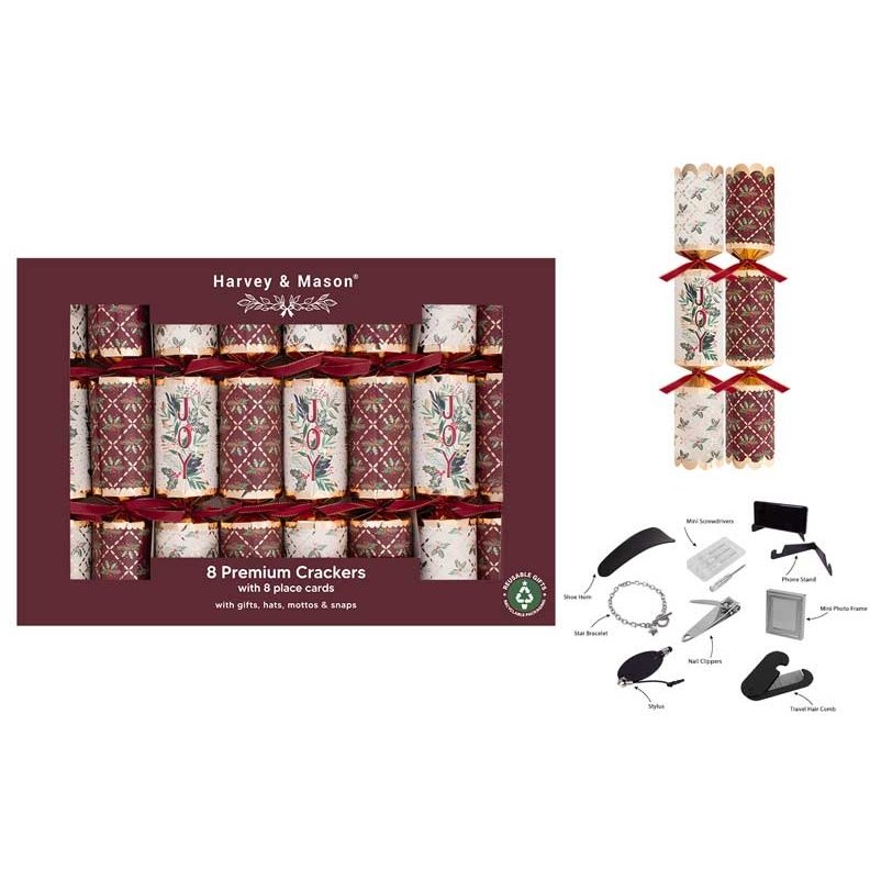Harvey & Mason Premium Burgundy Joy Box Of 8 Crackers