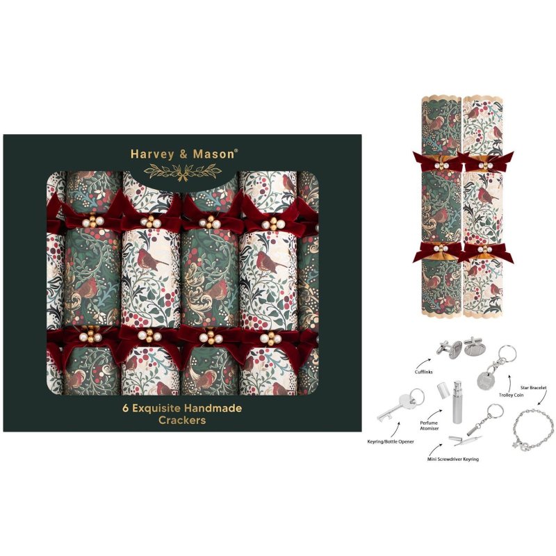 Harvey & Mason Deluxe Exquisite Robin Box Of 6 Crackers