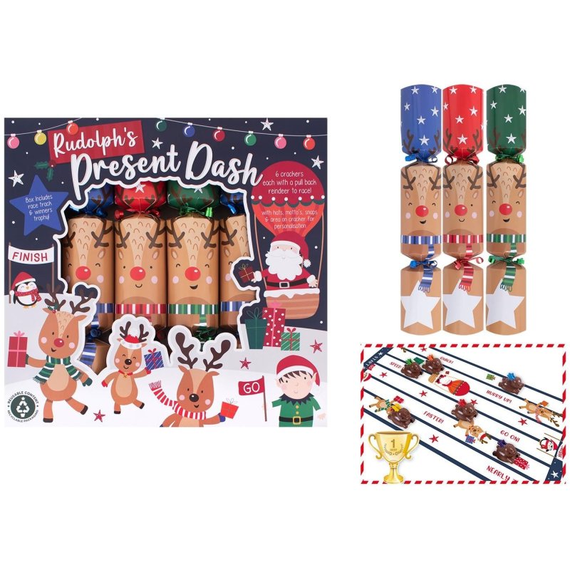 Family Rudolph's Present Dash Box Of 6 Crackers