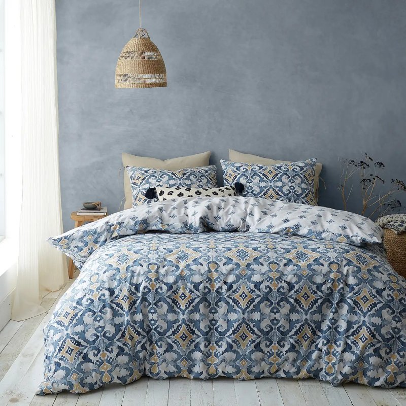 Pineapple Elephant Pineapple Elephant Inara Ikat Indigo Blue Duvet Cover Set