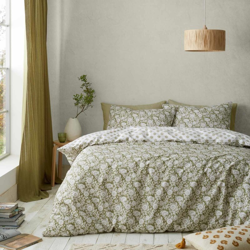Pineapple Elephant Pineapple Elephant Tangier Floral Olive Duvet Cover Set