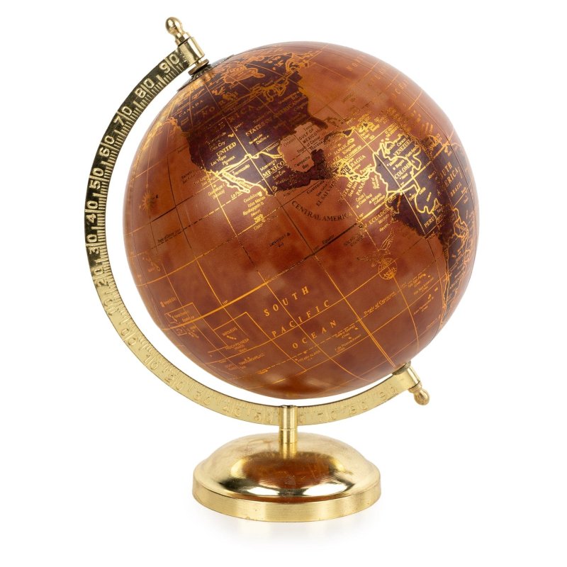 Candlelight 8" Globe Terracotta And Gold Globe