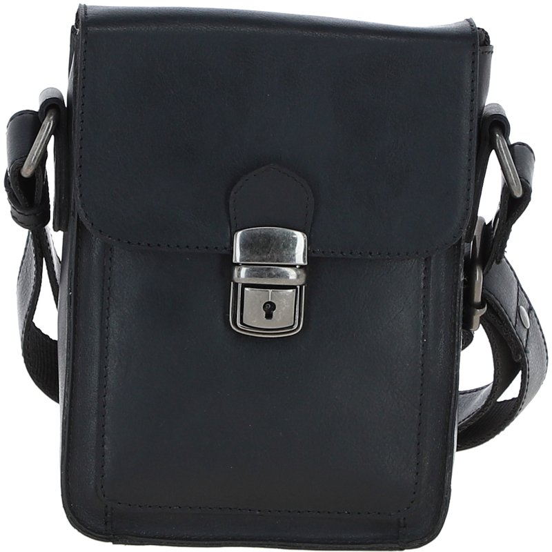 Ashwood Leather Buckle Crossbody Bag Black