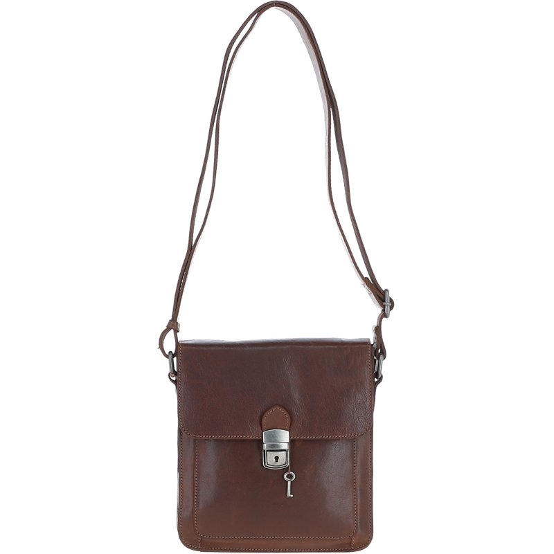 Ashwood Leather Medium Buckle Crossbody Bag Brown