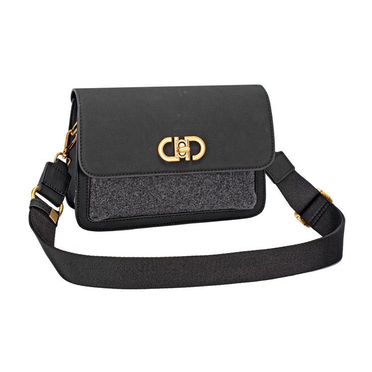 David Jones Flap Over Messenger Bag Black