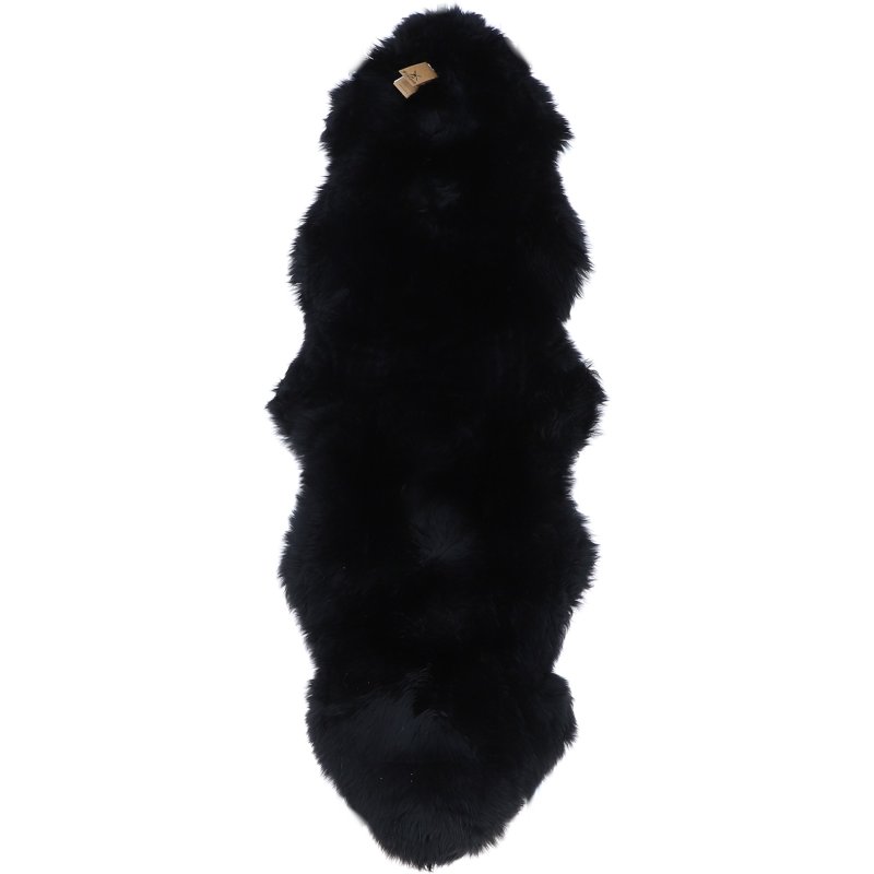Ashwood Leather Double Rug Fenland Long Wool Black