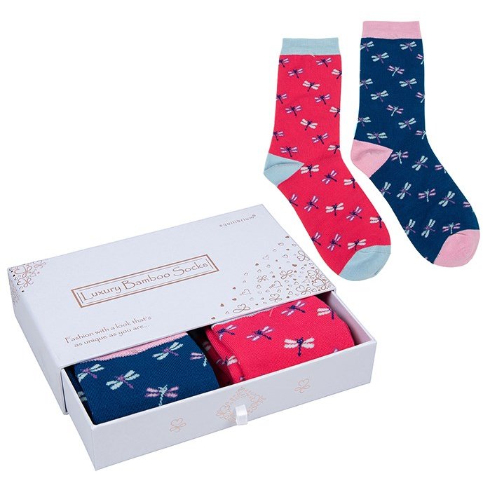 Shudehill Bamboo Socks Gift Box Ditsy Dragonfly
