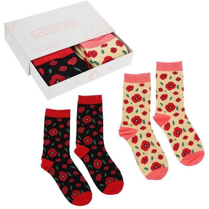 Shudehill Bamboo Socks Gift Box Ditsy Poppy