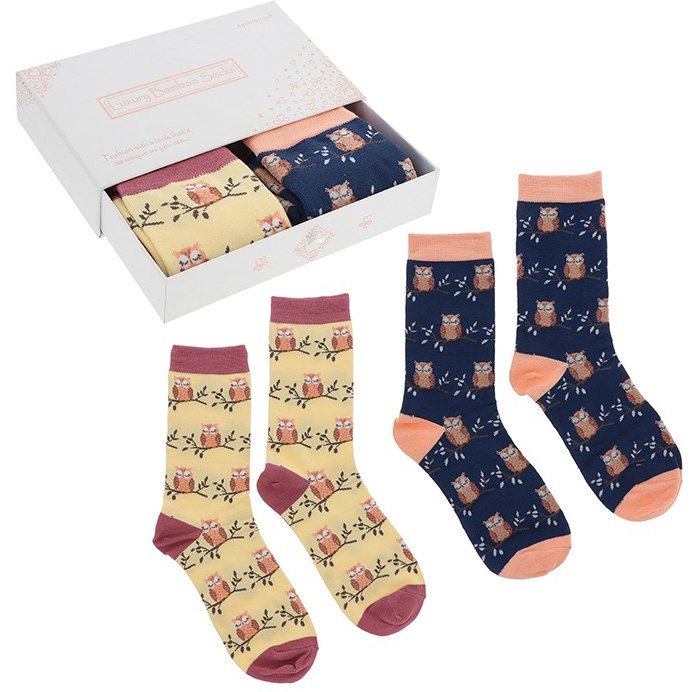 Shudehill Bamboo Socks Gift Box Ditsy Owl