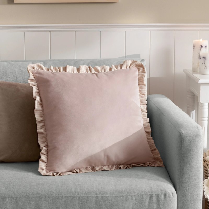 Paoletti Paoletti Solene Pink Ruffle Matte Velvet Cushion