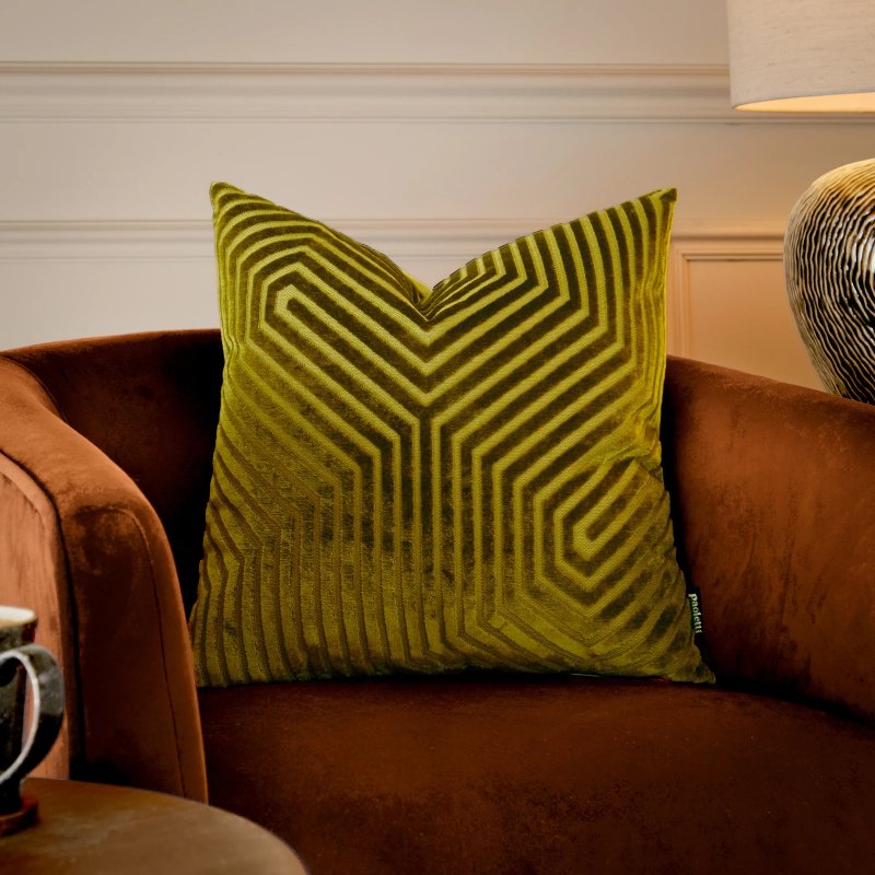 Paoletti Paoletti Evoke Cut Olive Velvet Cushion