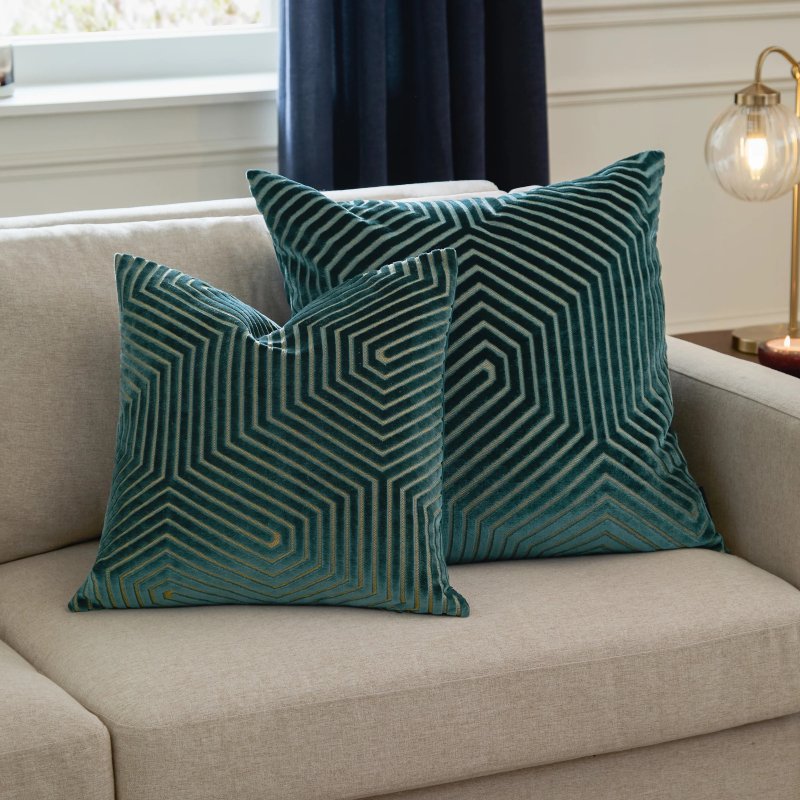 Paoletti Paoletti Evoke Cut Teal Velvet Cushion