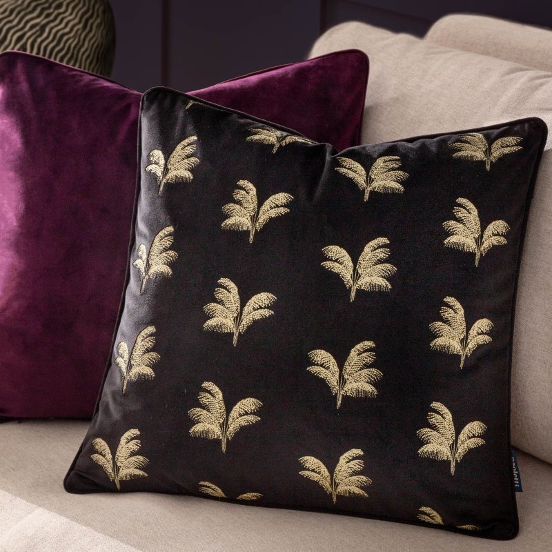 Paoletti Paoletti Guilded Palms Black Embroidered Cushion