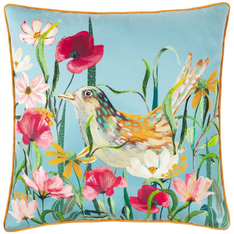 Paoletti Marais Bird Meadow Multicoloured Chenille Cushion
