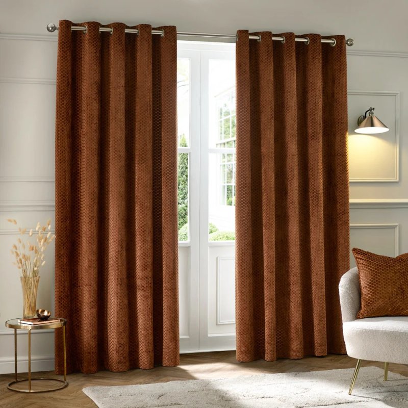 Paoletti Paoletti Neptune Copper Velvet Room Darkening Curtains
