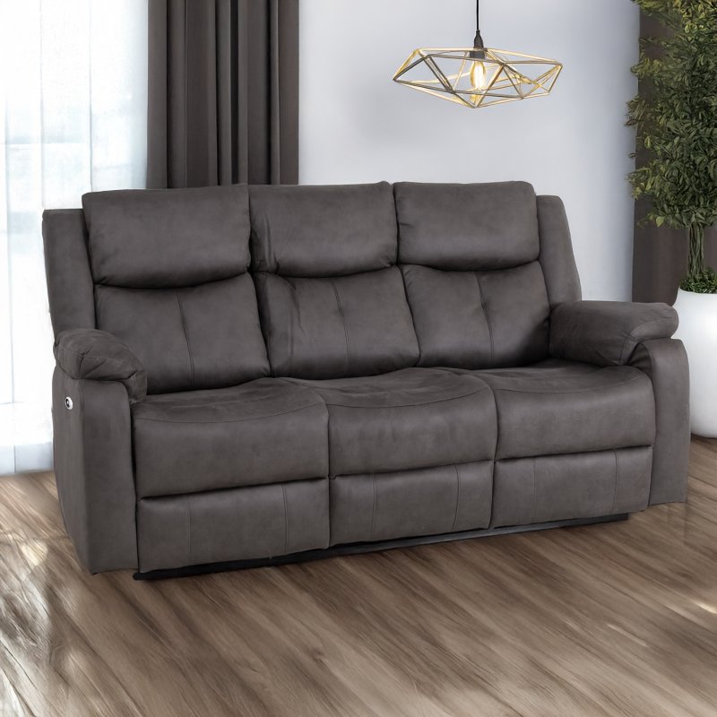 Washington 3 Seater Power Recliner Sofa In Steel Fabric lifestyle