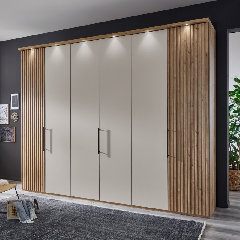 Wiemann Chicago 3m 6 Door Wardrobe In Champagne With Cornice And LEDs lifestyle image