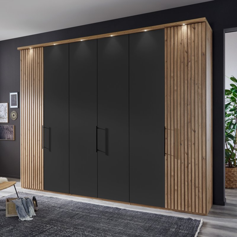Wiemann Chicago 3m 6 Door Wardrobe In Graphite With Cornice And LEDs lifestyle image